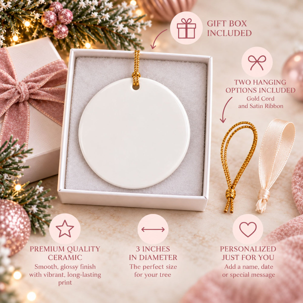 Baby Girl's First Christmas Ornament - Pink Stocking Bunny
