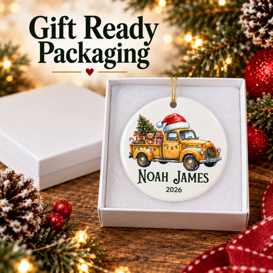 Personalized Truck Christmas Ornament - Vintage Pickup