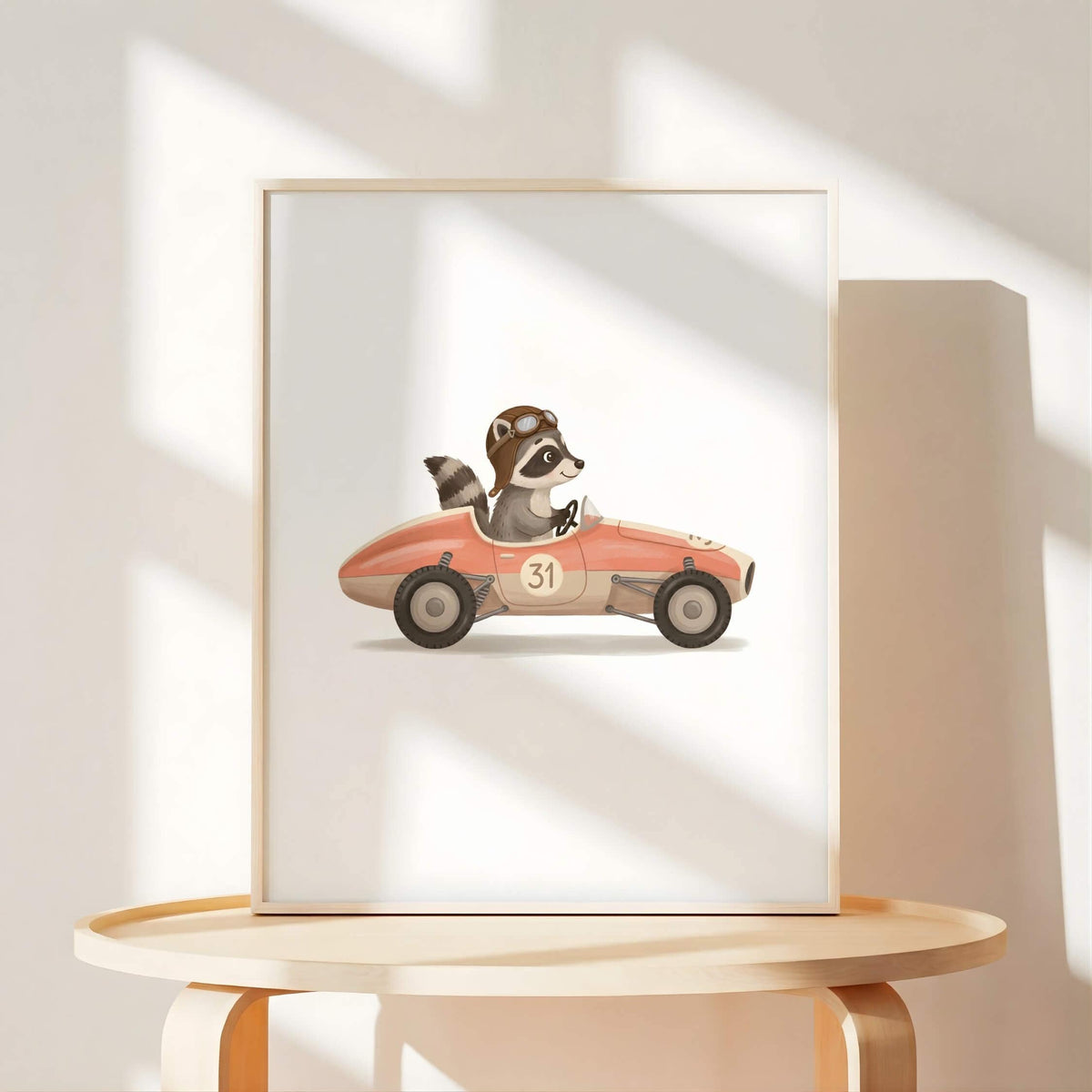 Pastel Animal Race Car Nursery Prints, Set of 6 (Digital Download)