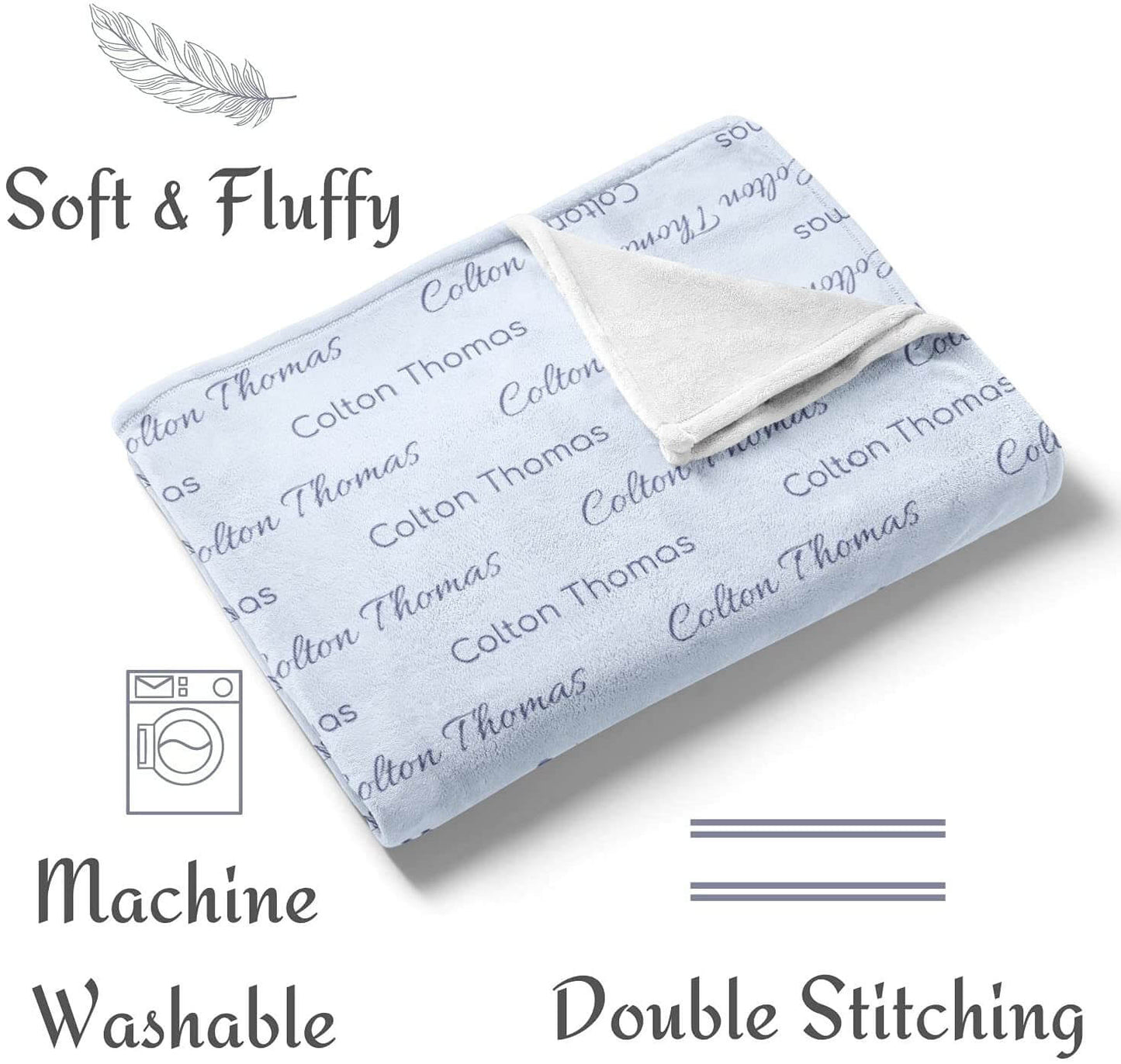 Personalized Baby Boy Blanket with Name, Blue