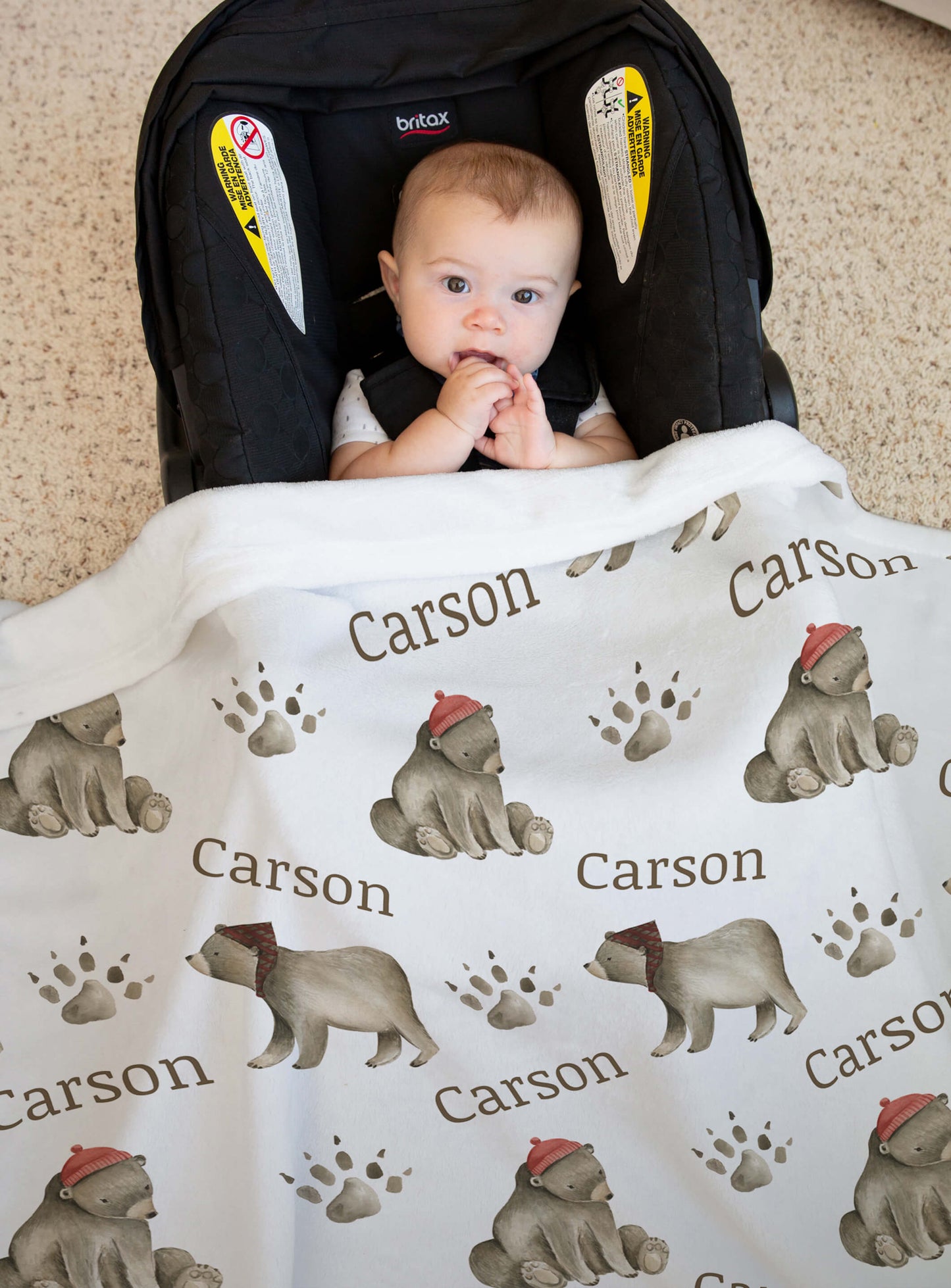 Personalized Baby Blanket with Name and Bears