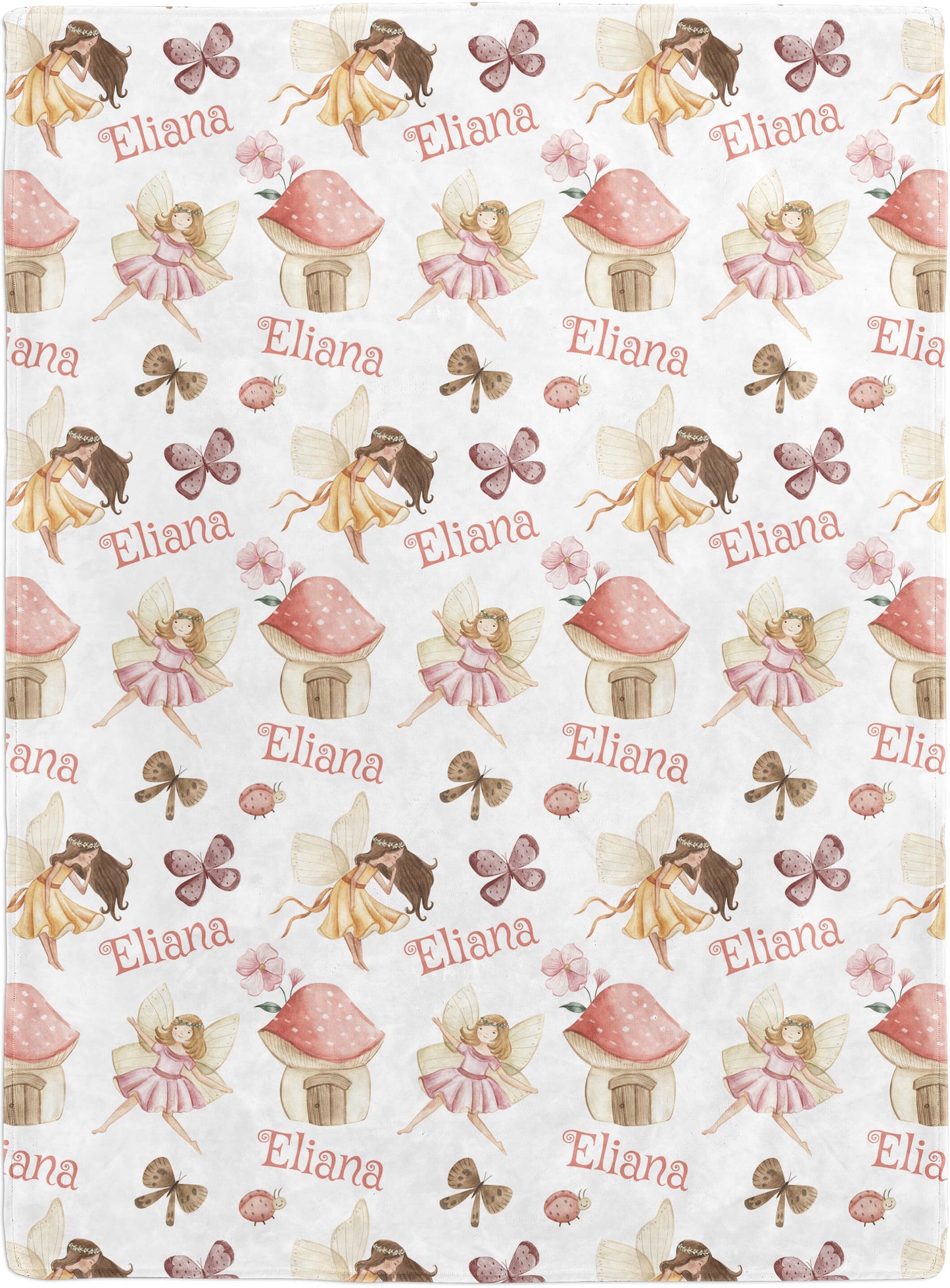 Custom Baby Blanket for Girls with Fairies and Name