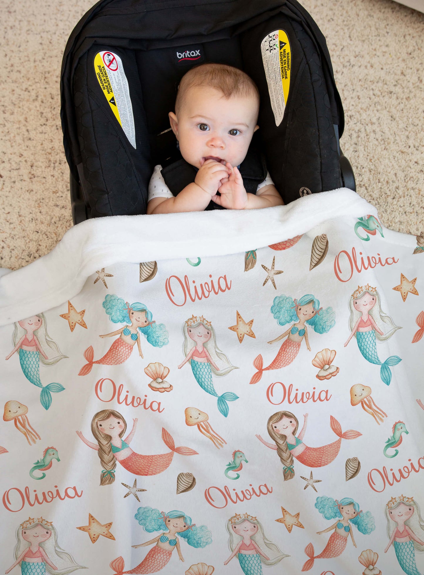 Personalized Baby Girl Mermaid Blanket