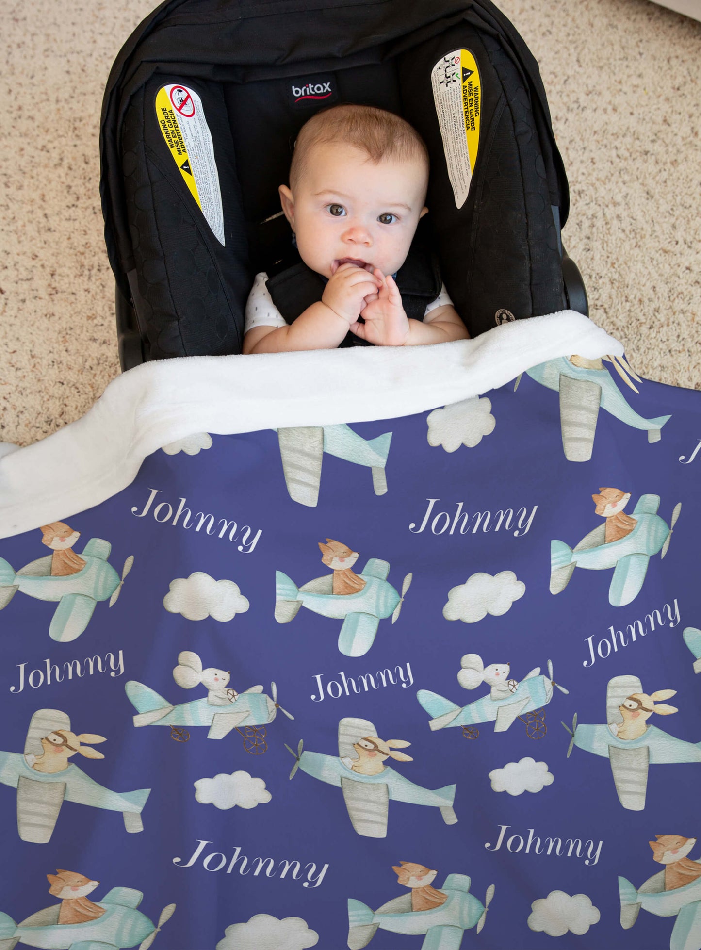 Personalized Airplane Baby Blanket: Baby Boy Blanket with Name