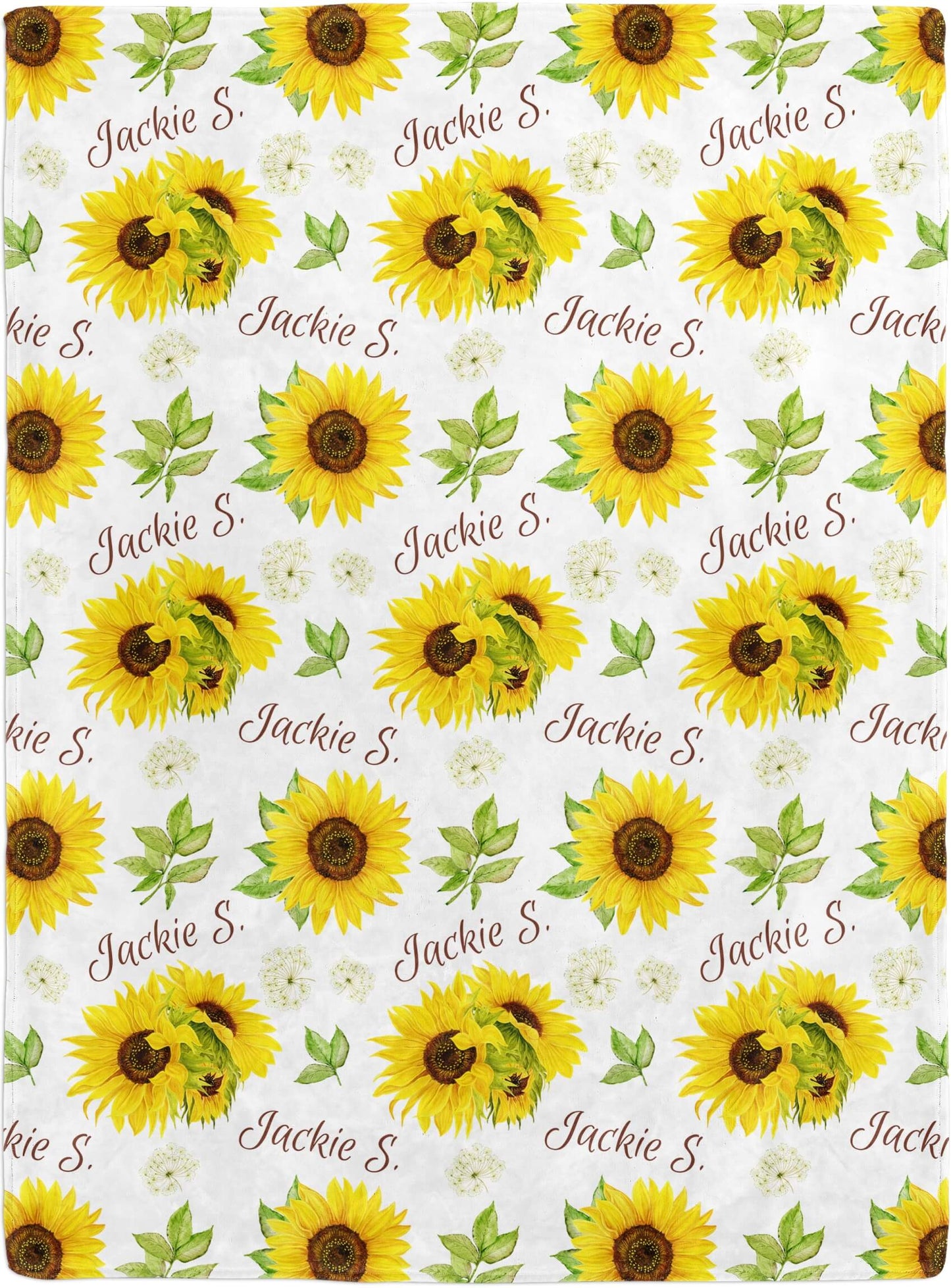 Minky Custom Baby Blankets with Name and Sunflowers