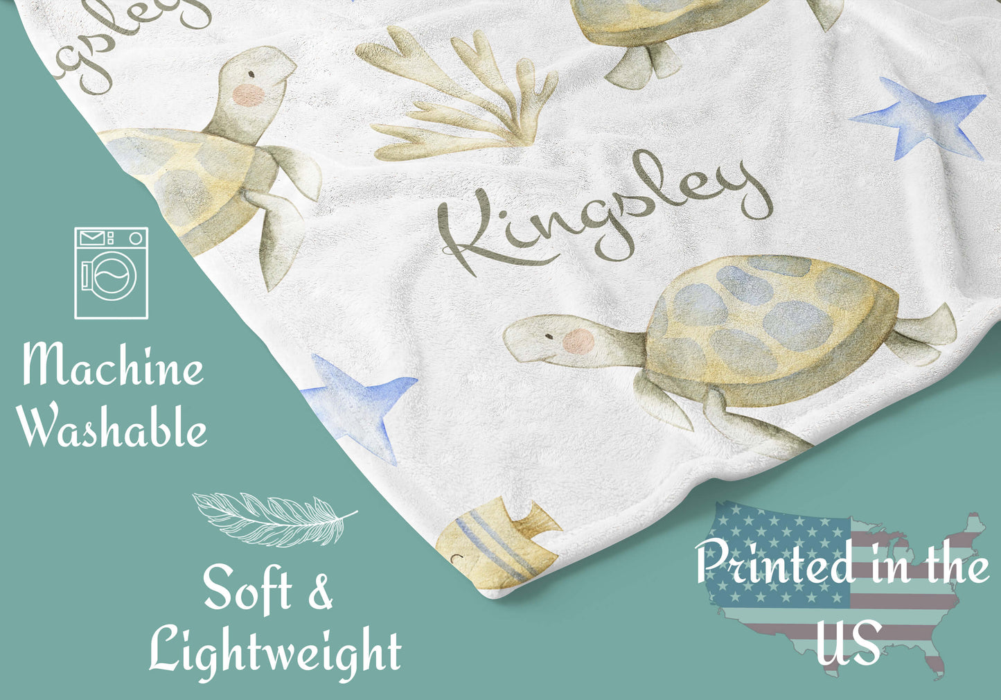Sea Turtle Baby Blankets with Names