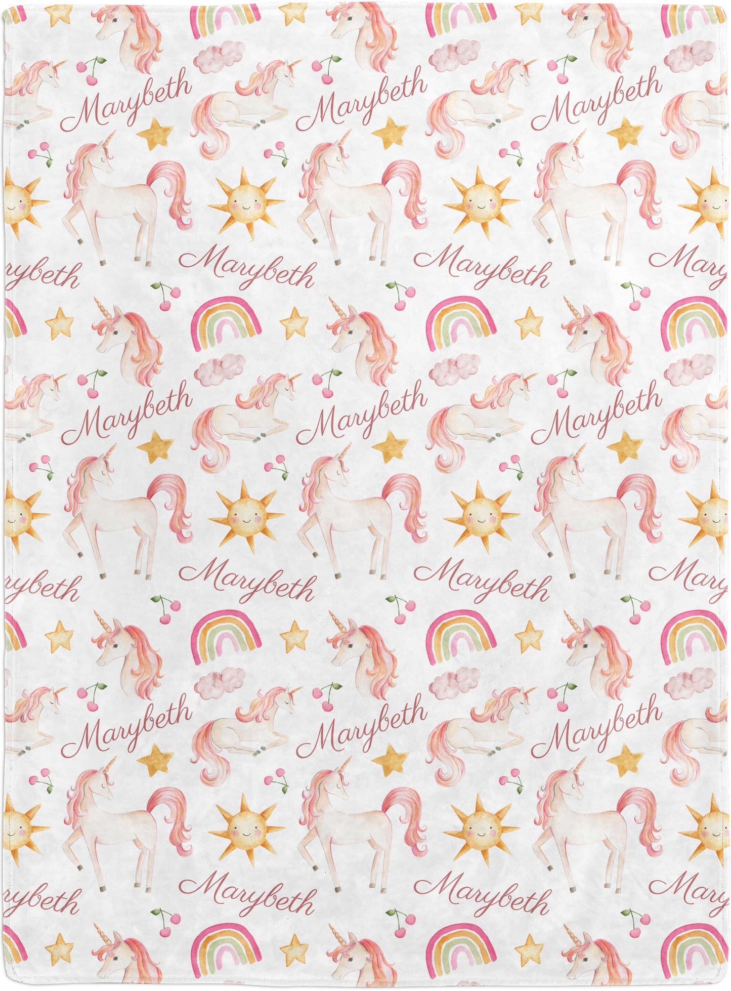 Custom Baby Name Blankets for Girls with Unicorns and Rainbows