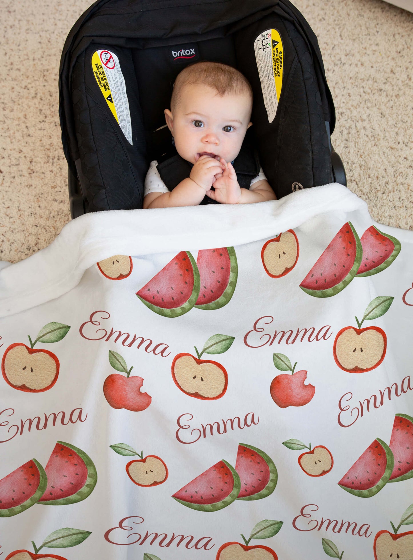 The Softest Personalized Baby Blanket with Apple and Watermelon