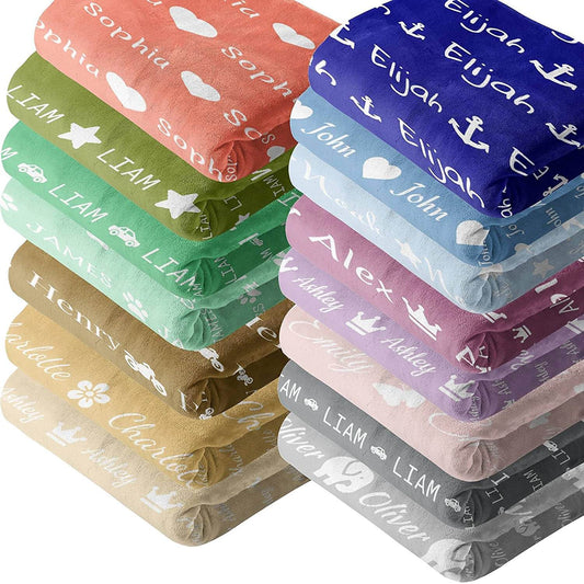 Personalized Baby Name Blanket for Girls and Boys with Custom Icon