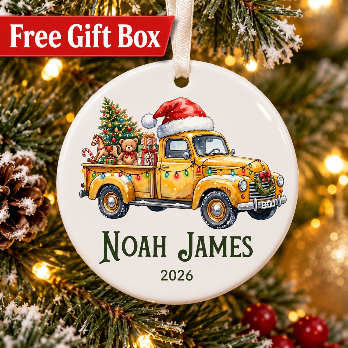 Personalized Truck Christmas Ornament - Vintage Pickup