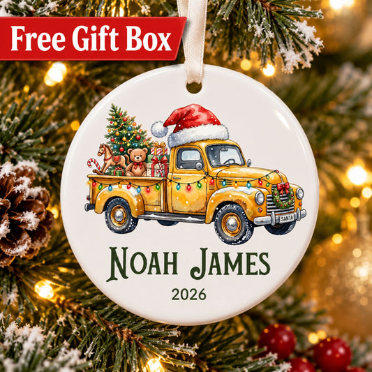Personalized Truck Christmas Ornament - Vintage Pickup