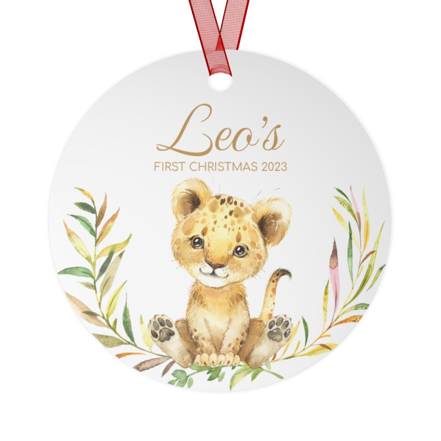 Lion Christmas Ornament - Personalized Lion Cub Xmas Tree Decoration