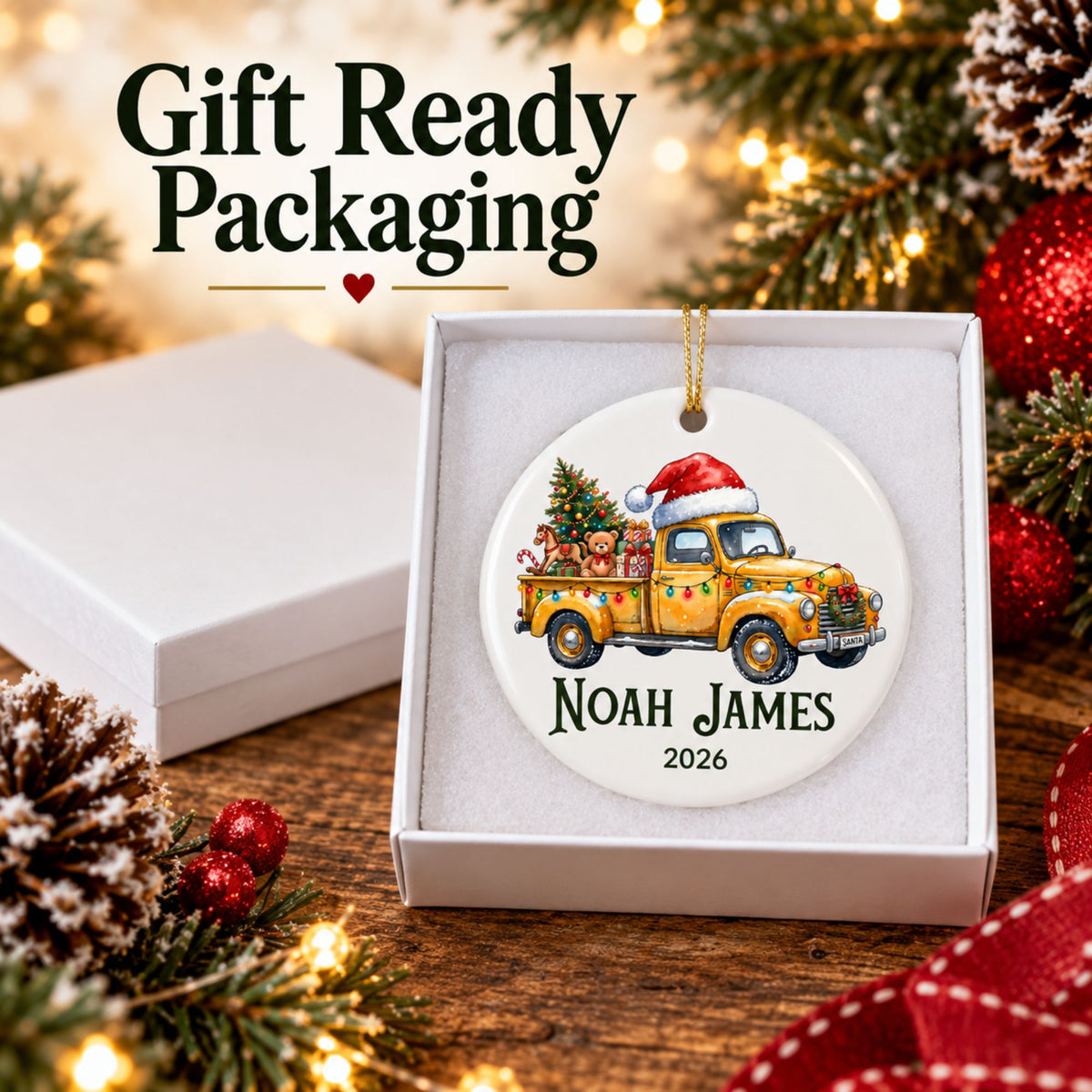 Personalized Truck Christmas Ornament - Vintage Pickup
