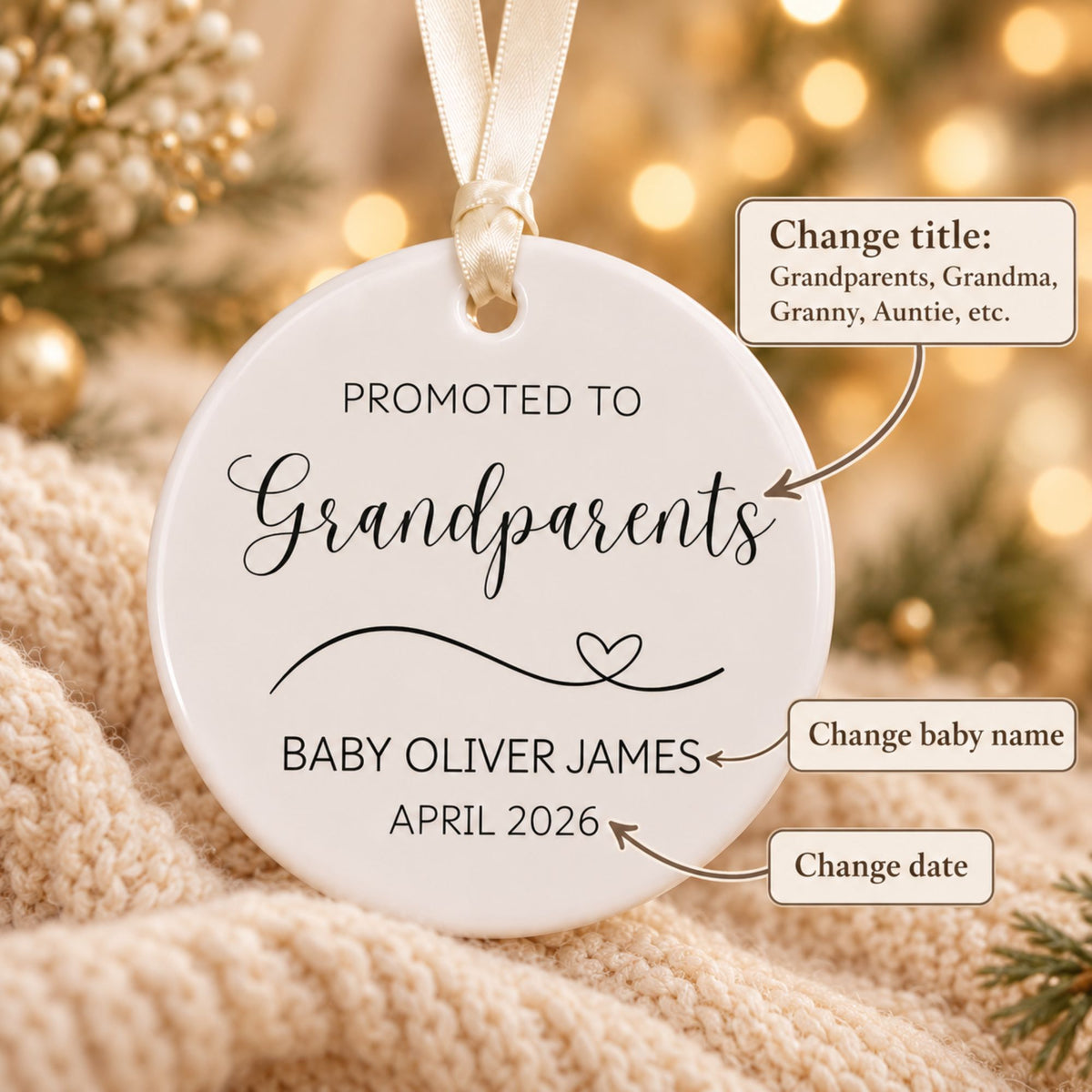 Personalized Pregnancy Announcement Ornament for Family
