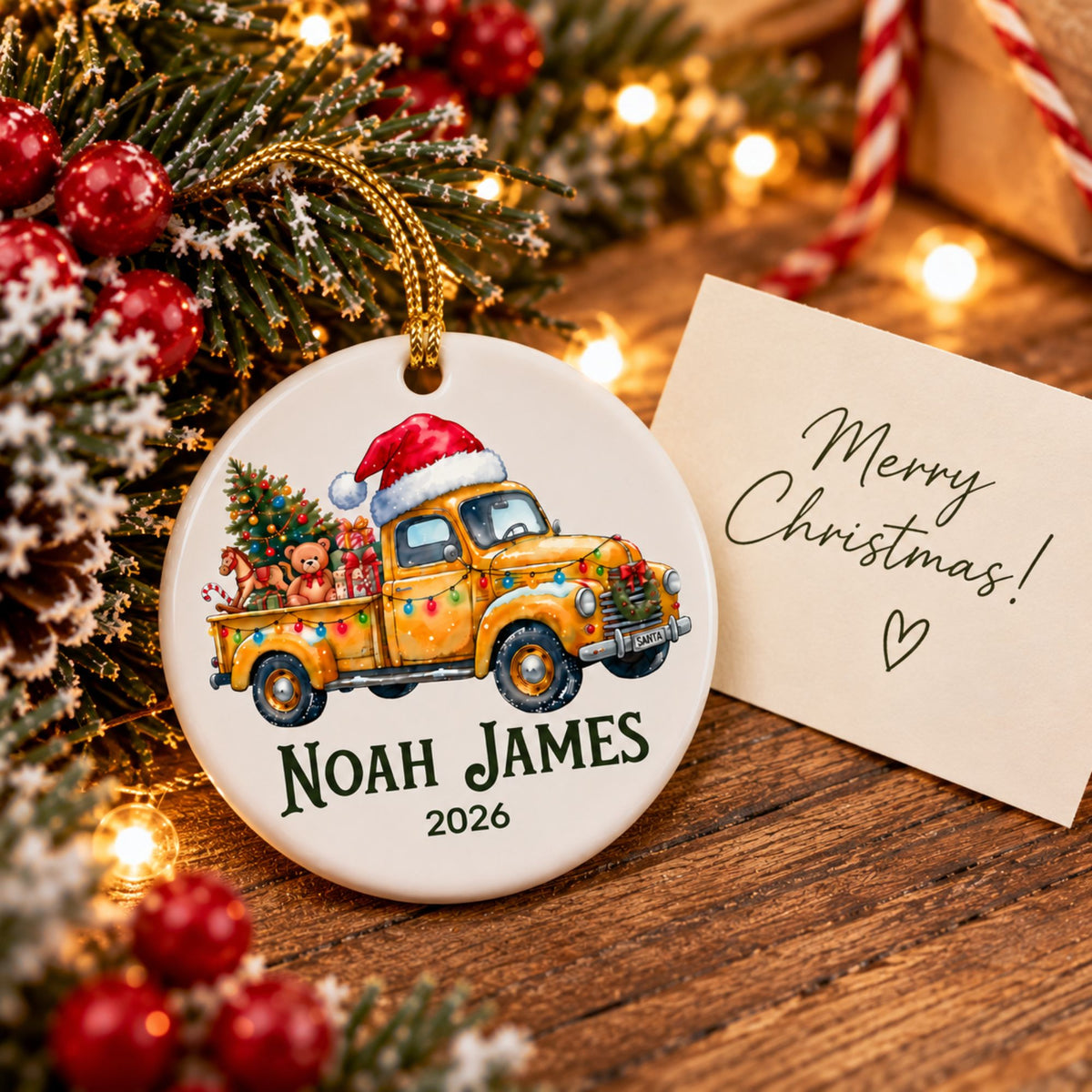 Personalized Truck Christmas Ornament - Vintage Pickup