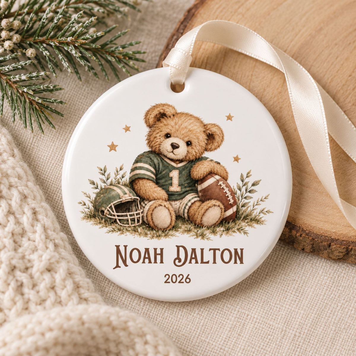 Personalized Basketball Christmas Ornament - Teddy Bear