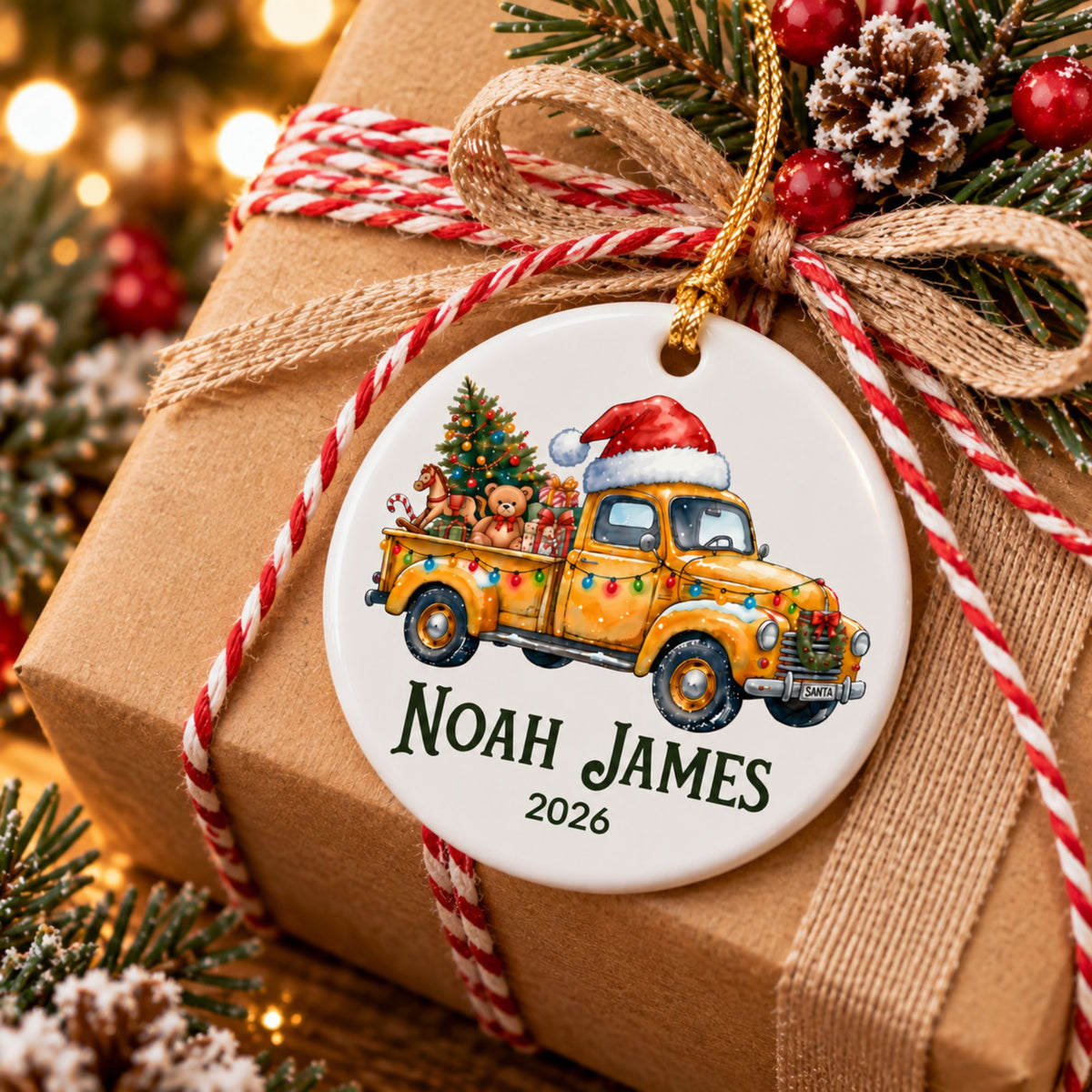 Personalized Truck Christmas Ornament - Vintage Pickup