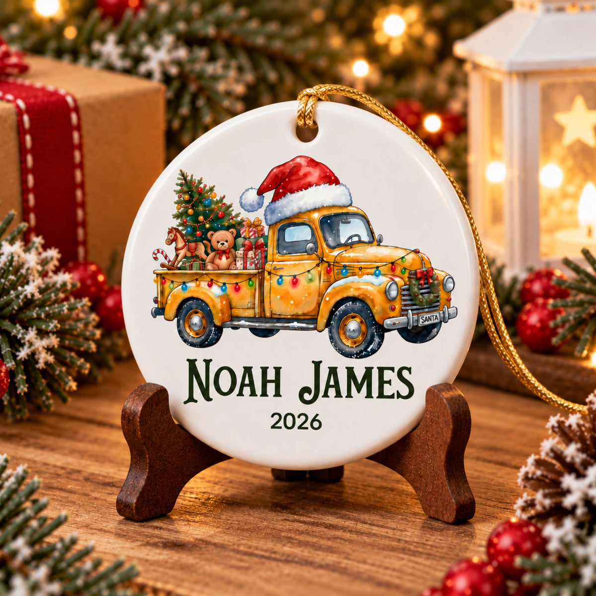 Personalized Truck Christmas Ornament - Vintage Pickup