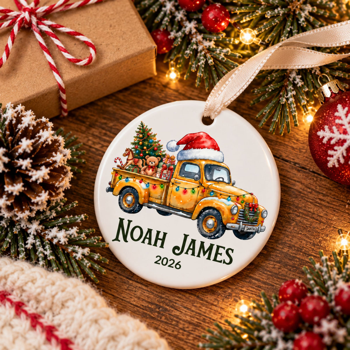 Personalized Truck Christmas Ornament - Vintage Pickup
