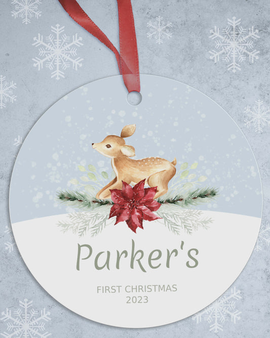 Fawn Christmas Ornament with Name