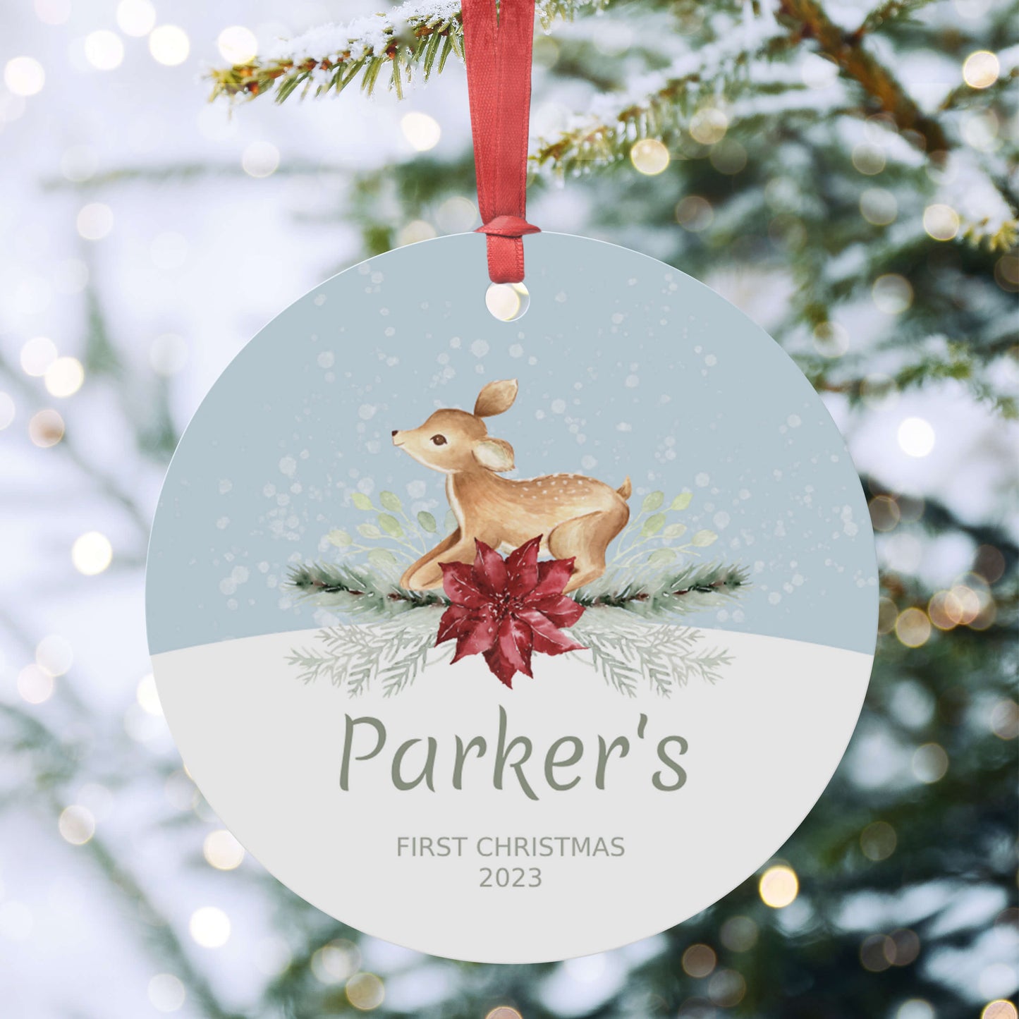 Fawn Christmas Ornament with Name