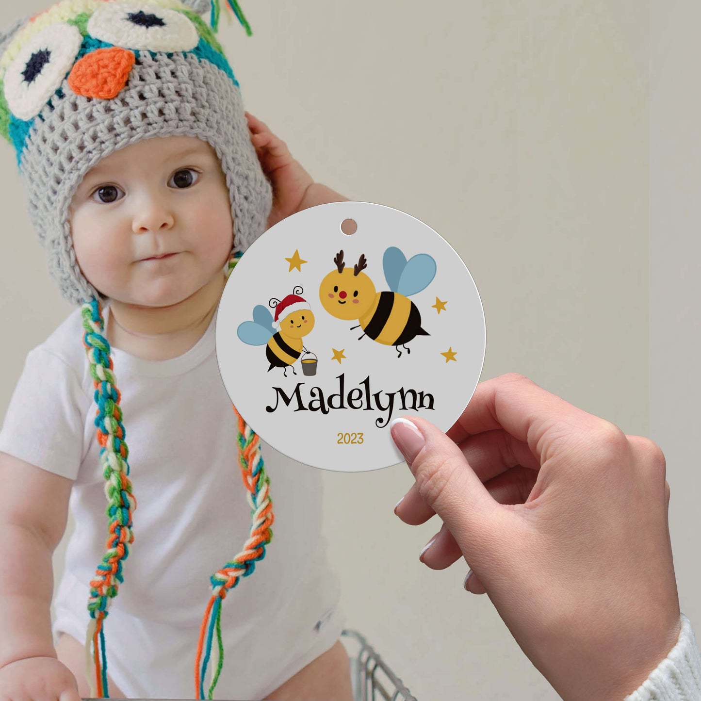 Personalized Bee Ornament - Bumble Bee Christmas Tree Decor