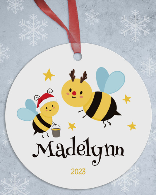 Personalized Bee Ornament - Bumble Bee Christmas Tree Decor