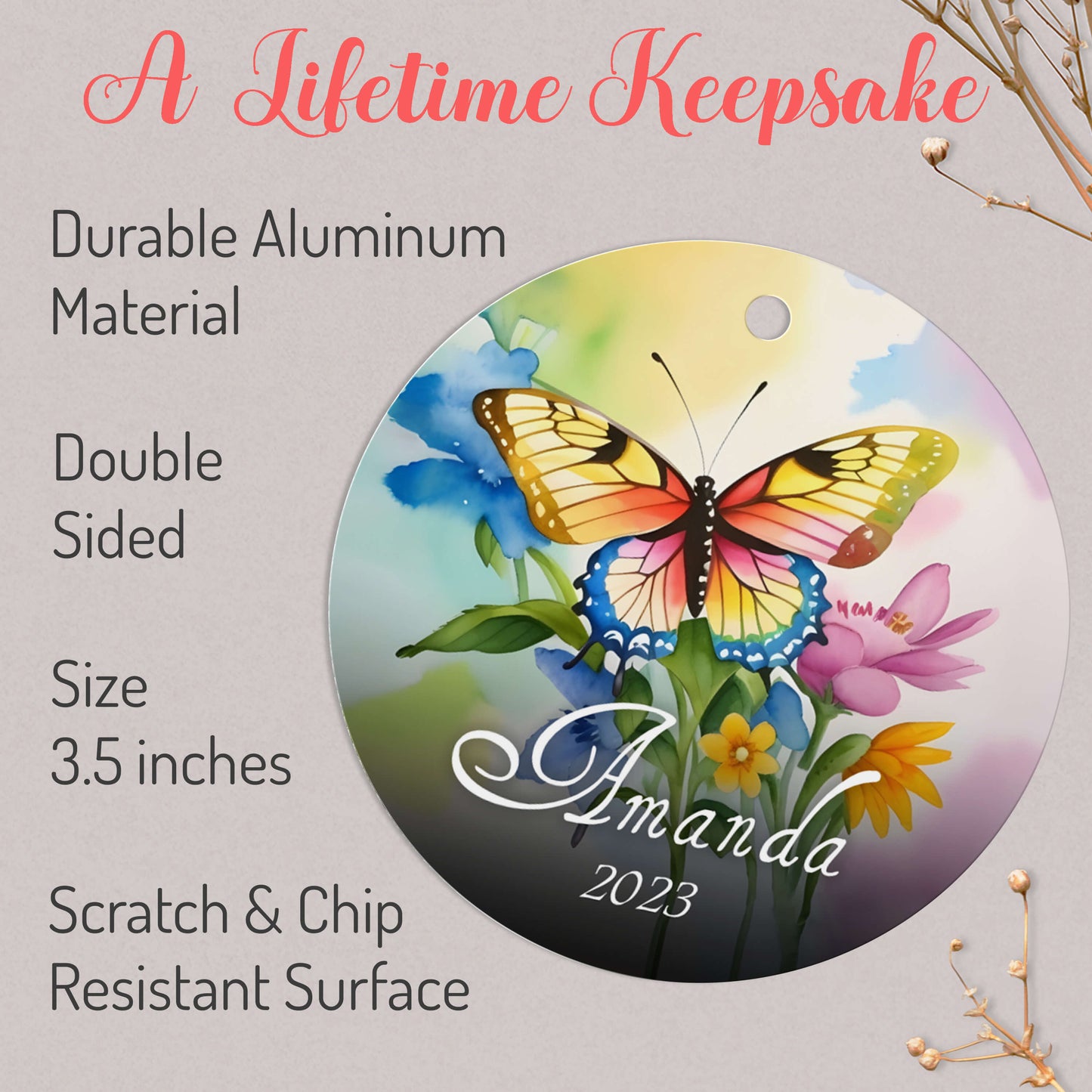Personalized Butterfly Christmas Ornament