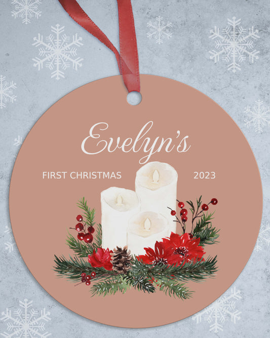 Candle Ornaments - Vintage Candle Christmas Ornaments with Name
