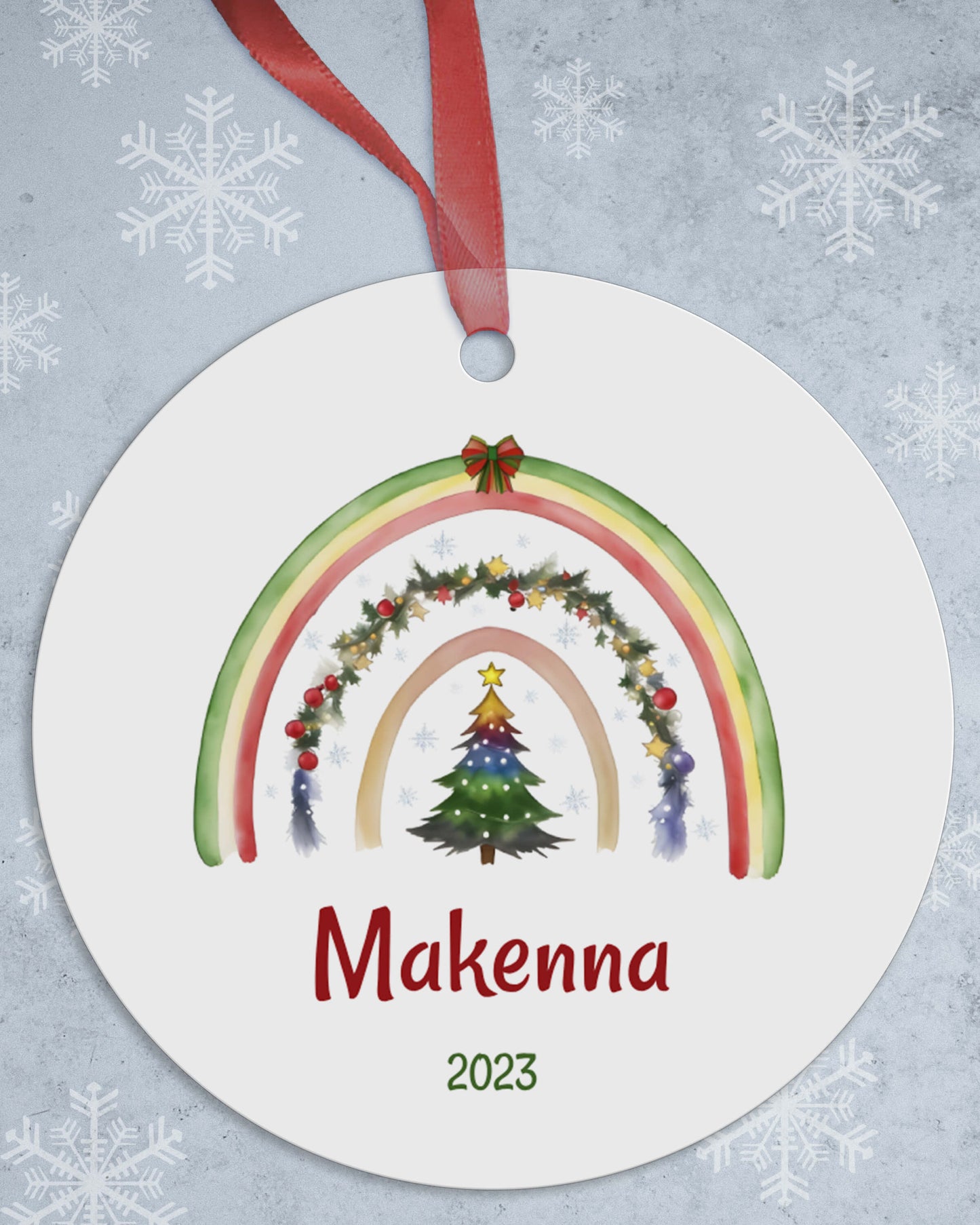 Personalized Rainbow Christmas Ornaments