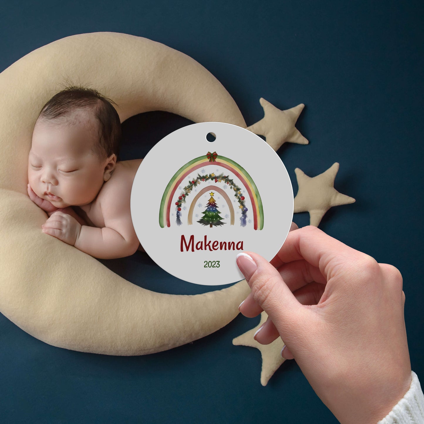 Personalized Rainbow Christmas Ornaments