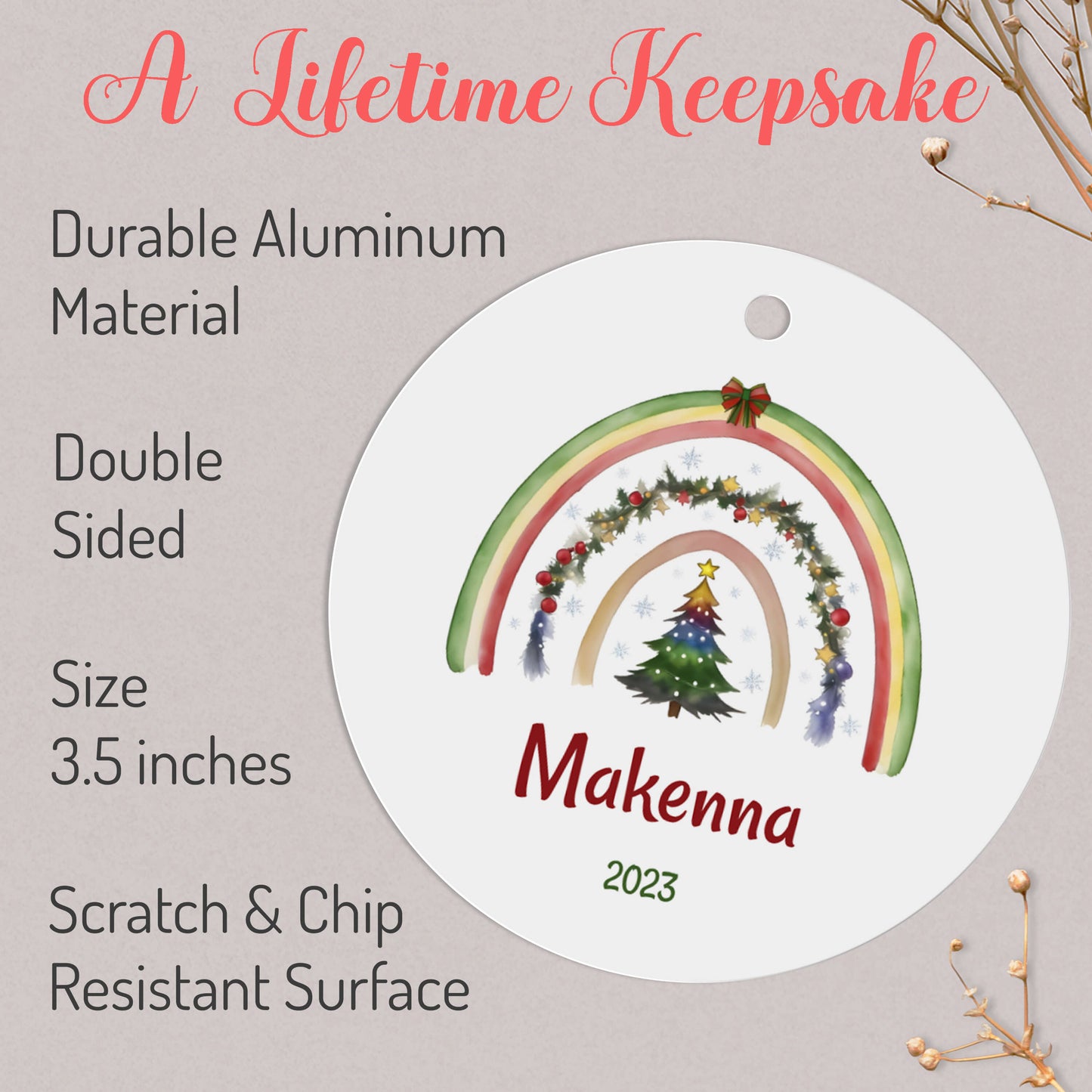 Personalized Rainbow Christmas Ornaments