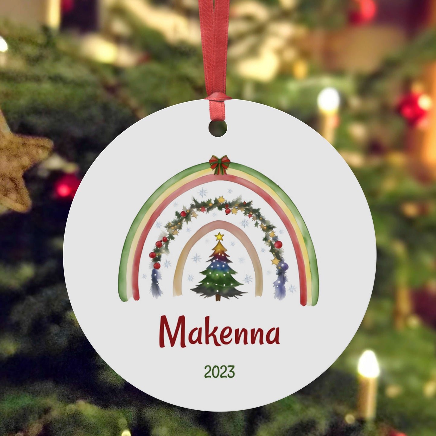 Personalized Rainbow Christmas Ornaments