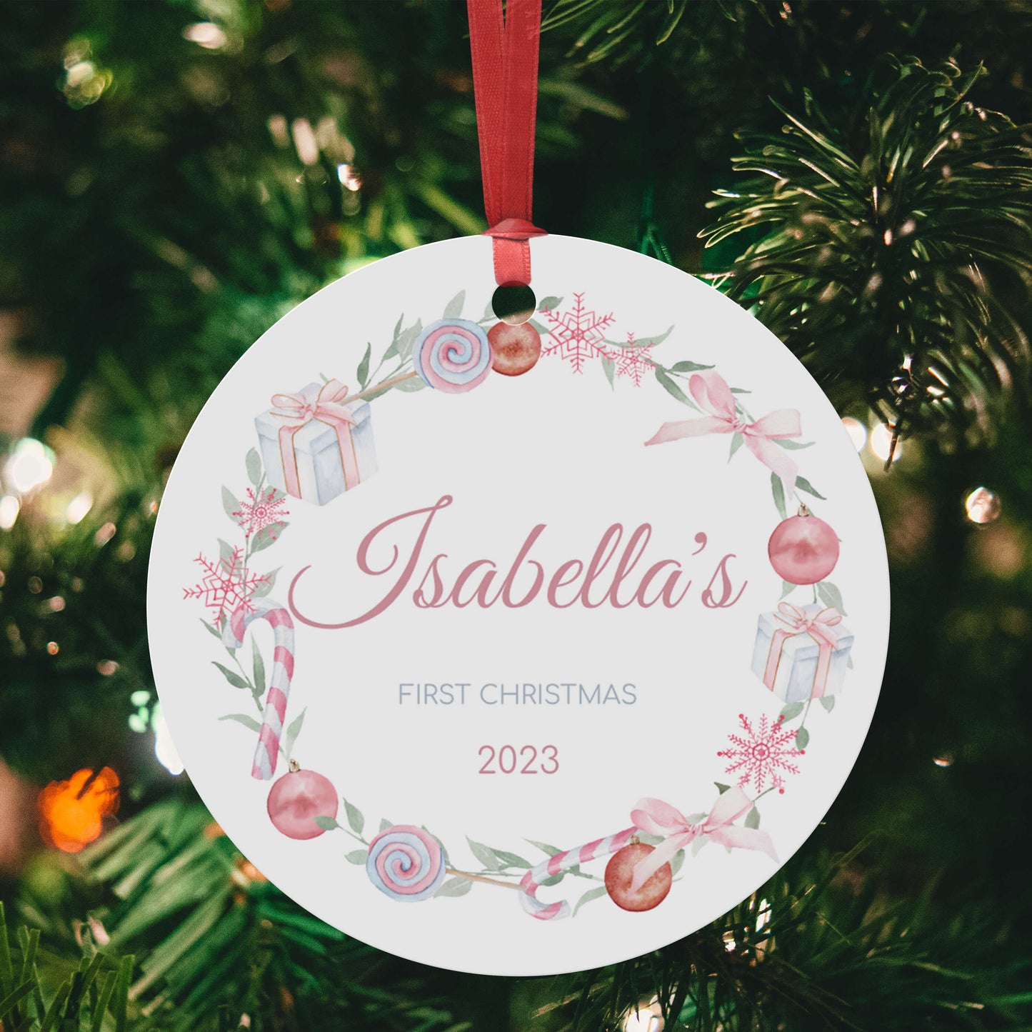 Pastel Christmas Ornaments - Personalized 1st Xmas Pastel Decorations