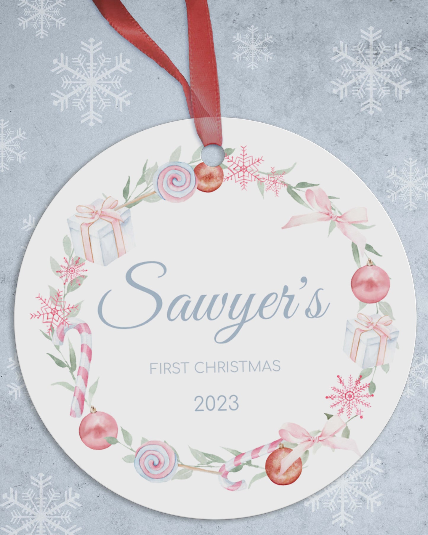 Pastel Christmas Ornaments - Personalized 1st Xmas Pastel Decorations