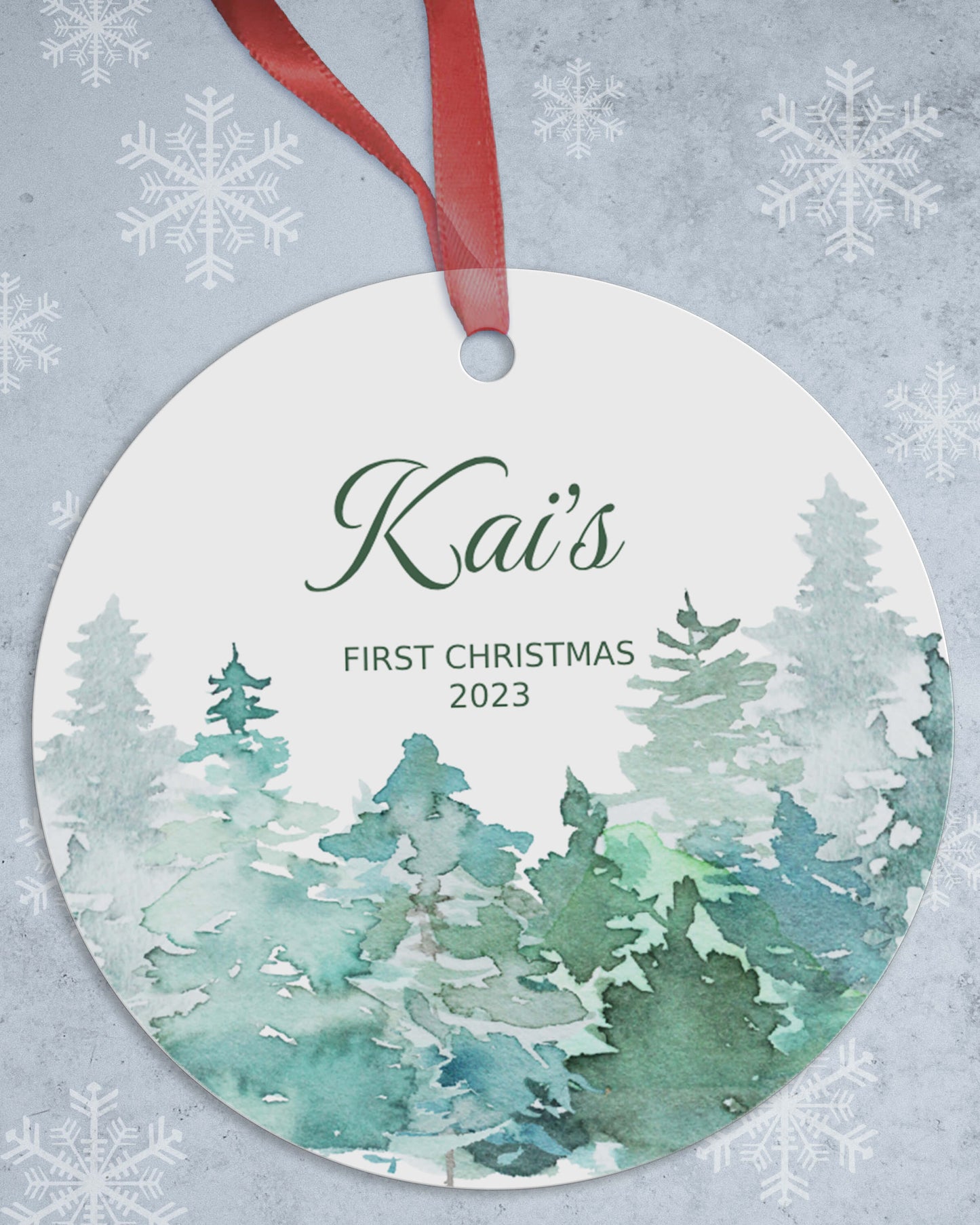 Personalized Forest Theme Green Xmas Ornaments - Christmas Decorations