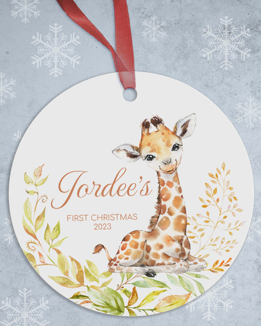 Personalized Giraffe First Christmas Ornament