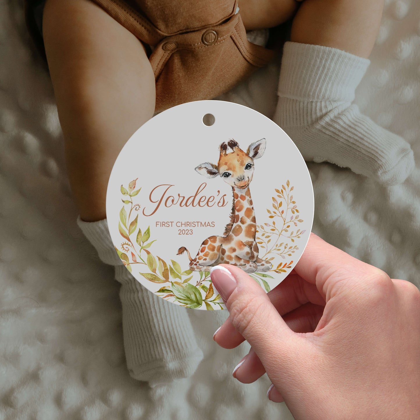 Personalized Giraffe First Christmas Ornament