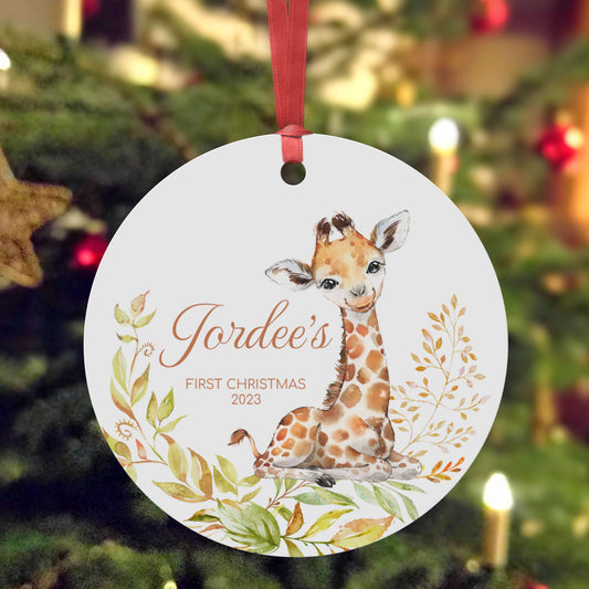 Personalized Giraffe First Christmas Ornament