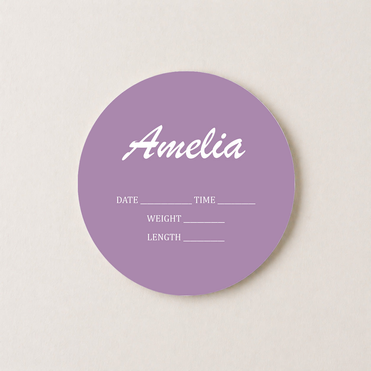 Custom Lavender Birth Announcement Keepsake