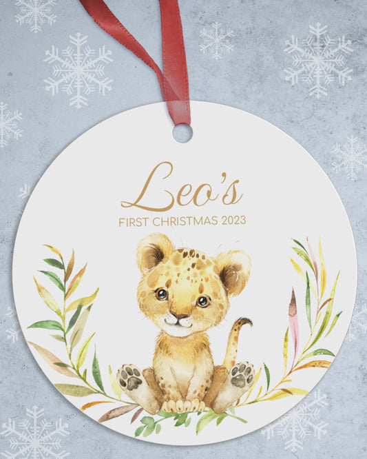 Lion Christmas Ornament - Personalized Lion Cub Xmas Tree Decoration