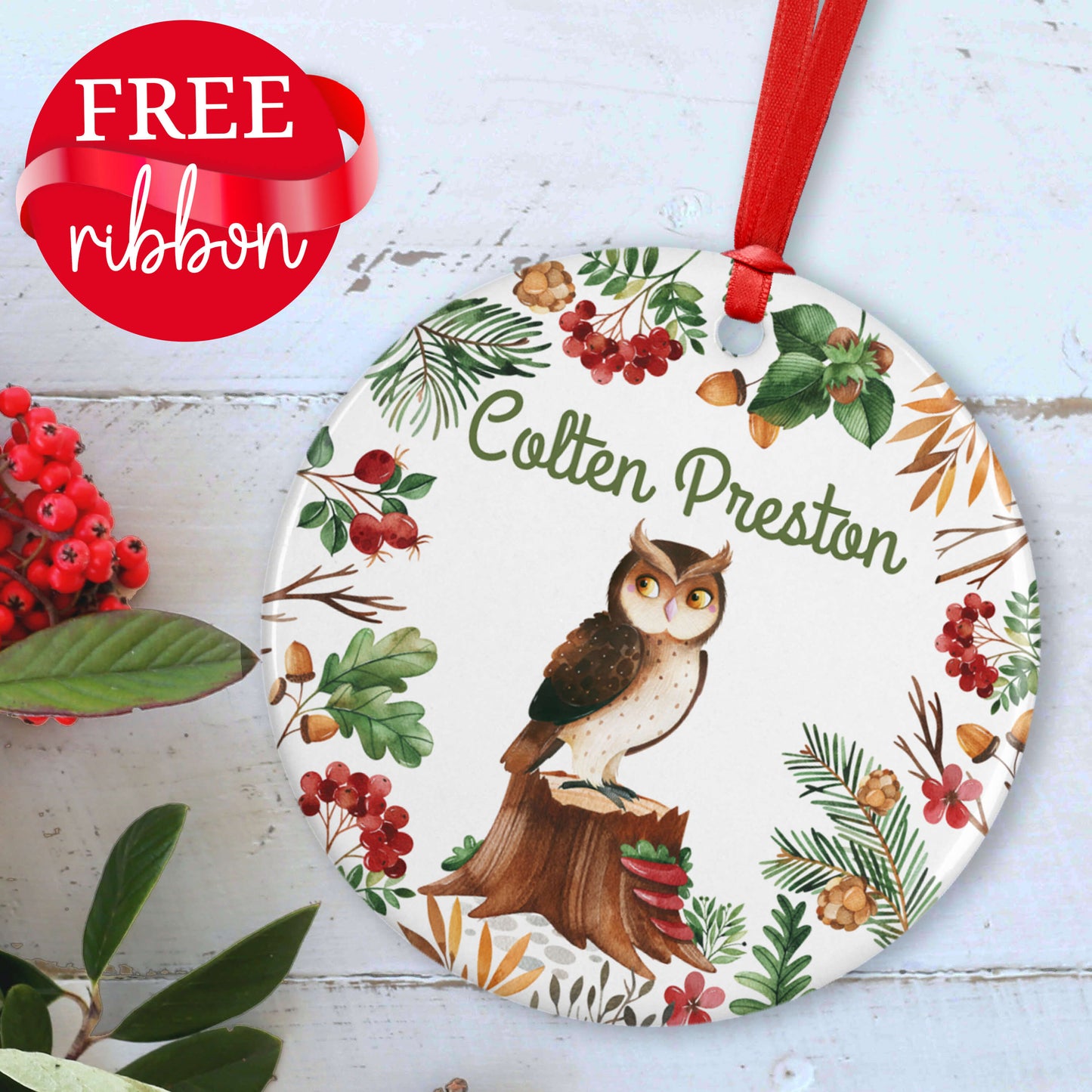 Personalized Owl Christmas Ornaments - Custom Owl Decoration with Name