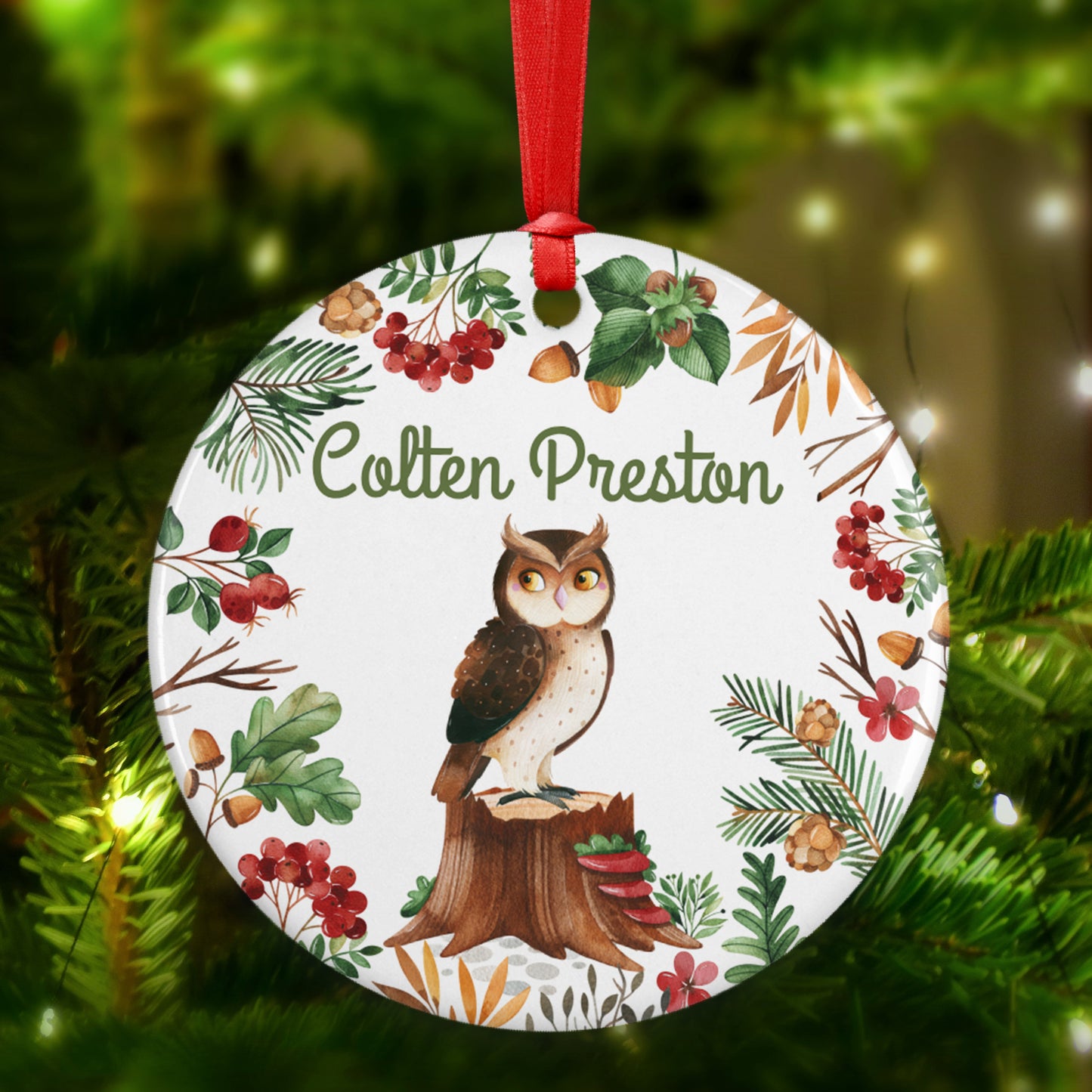 Personalized Owl Christmas Ornaments - Custom Owl Decoration with Name