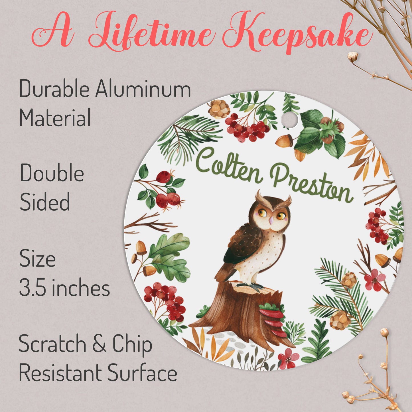 Personalized Owl Christmas Ornaments - Custom Owl Decoration with Name