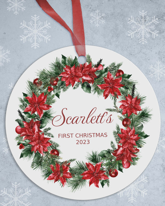 Poinsettia Monogram Christmas Ornament