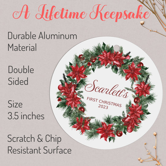 Poinsettia Monogram Christmas Ornament