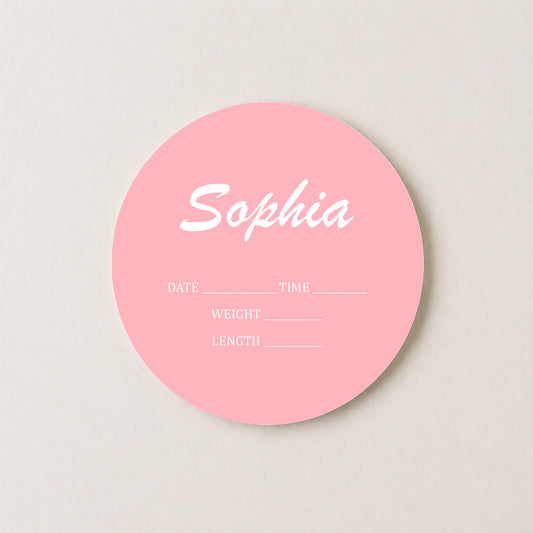 Monogrammed Rose Pink Newborn Girl Announcement Sign