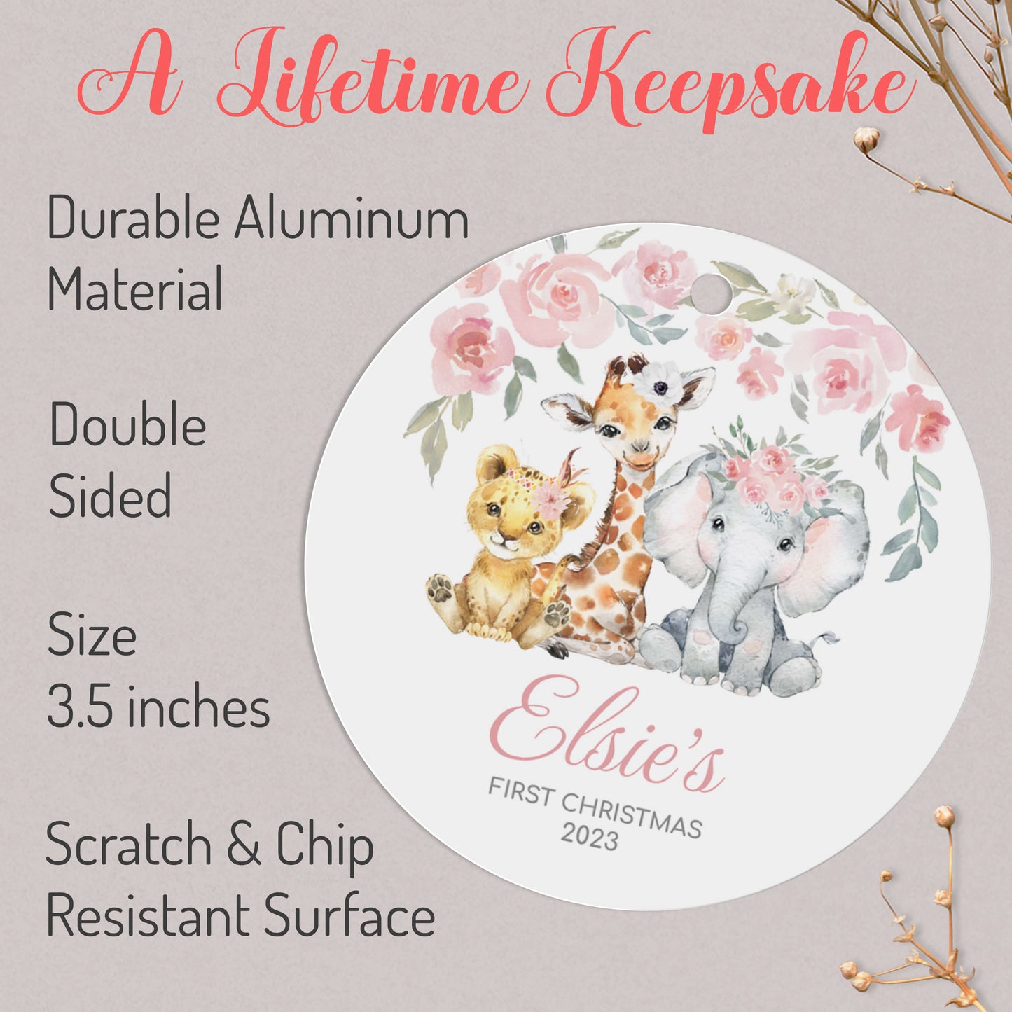 Safari Animal Ornaments - Safari Christmas Decor for Nursery, Tree Decorations