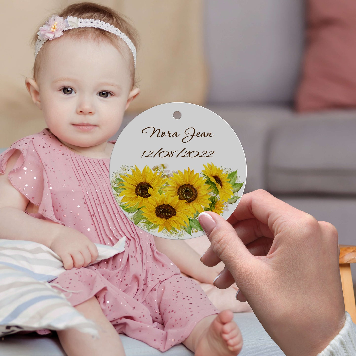 Personalized Sunflower Christmas Ornament