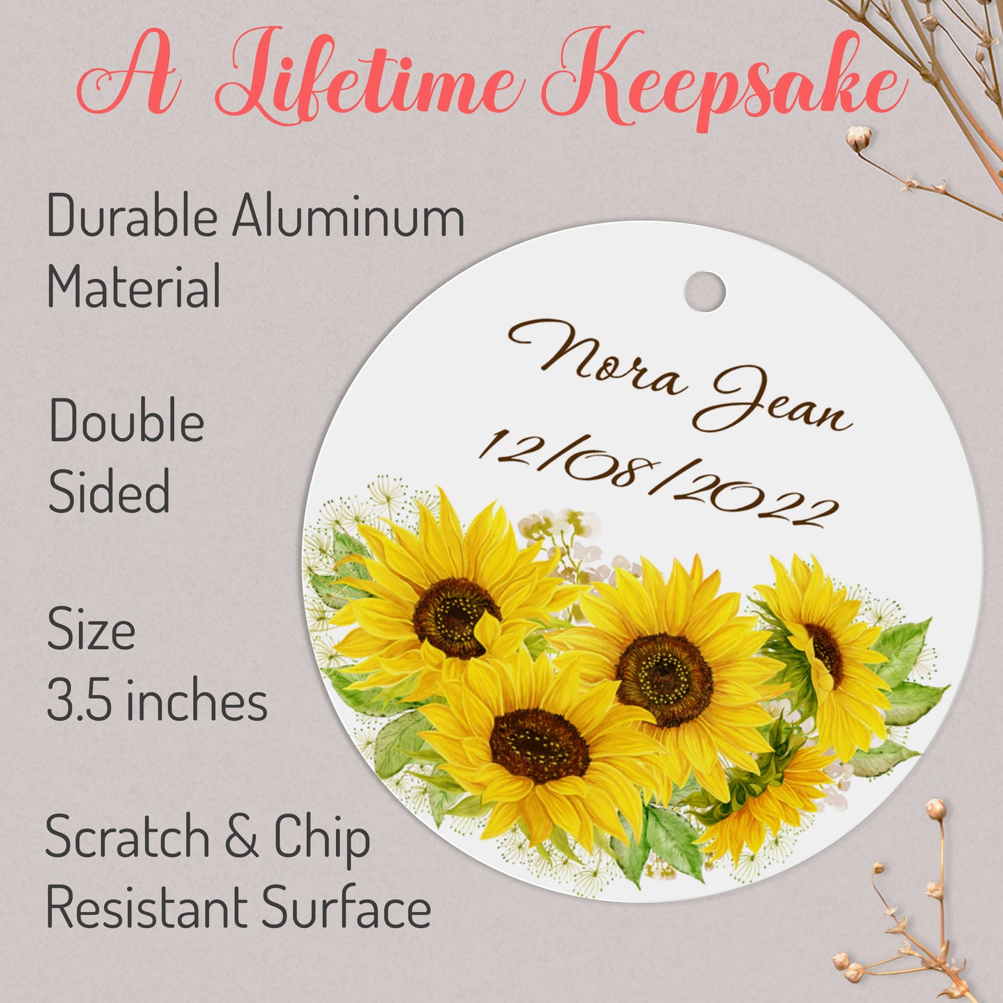 Personalized Sunflower Christmas Ornament
